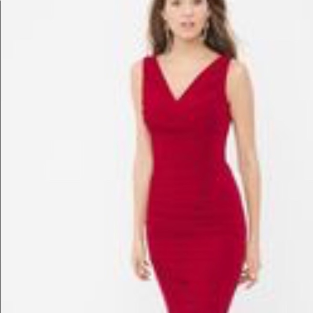 Red draped dress